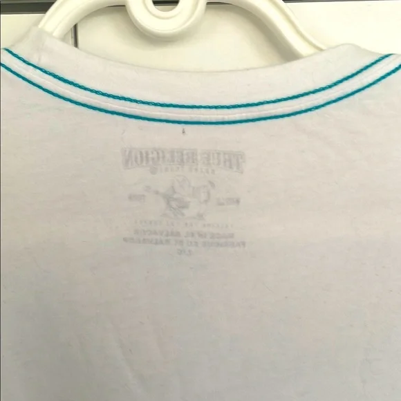True Religion White and Blue Cotton Short Sleeve Tee - Picture 8 of 14